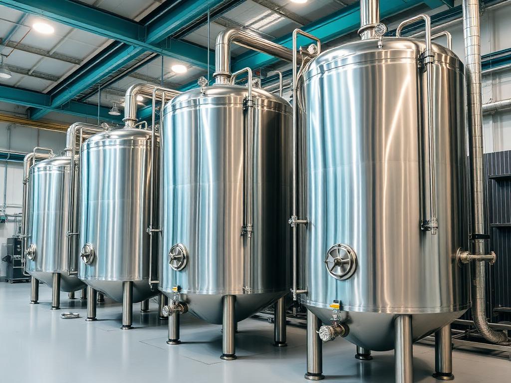 Hệ thống bồn phối trộn inox trong nhà máy